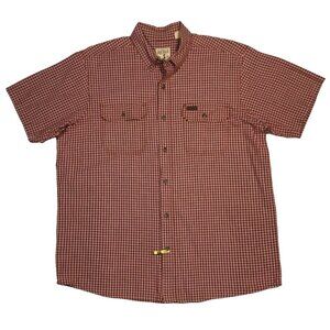 Red Head Workhorse Shirt XL Mens Short Sleeve Button Down Red Gingham Chest 51"
